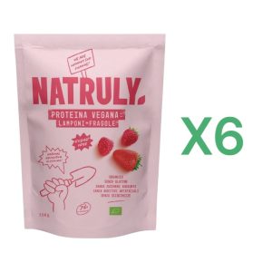 BOX 6x Natruly Proteina Vegana Lamponi e Fragole Biologica gr 350