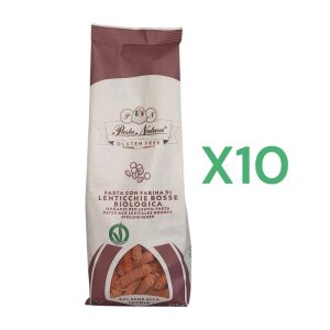 BOX 10x Pasta Natura Fusilli con Farina di Lenticchie Rosse Biologica Senza Glutine gr.250
