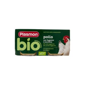 Plasmon Omogeneizzato Biologico Pollo con Fagiolini e Zucchine 2x80gr.