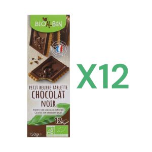 BOX 12x Bio al Bon Biscotti con Tavoletta di Cioccolato Fondente Biologici gr.150