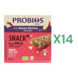 BOX 14x Probios Snack di Riso alla Mela Biologico Senza Glutine gr.129