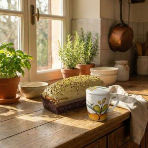COMBO ‘Aricchigia Pandolce Ricoperto di Cioccolato e Granella di Pistacchio Farcito con Crema al Pistacchio gr.300 + Egan Tisaniera in Porcellana