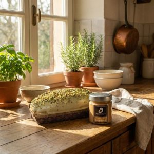 COMBO ‘Aricchigia Pandolce Ricoperto di Cioccolato e Granella di Pistacchio Farcito con Crema al Pistacchio gr.300 + 'A Ricchigia Crema di Mandorla gr.190