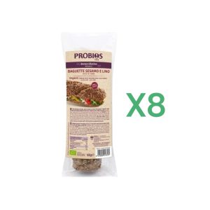 BOX 8x Probios Baguette con Semi  di Sesamo e Lino Senza Glutine Biologica gr.160
