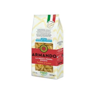 Pasta Armando La Mezza Penna Rigata Trafilata al Bronzo Grano 100% Italiano gr.500