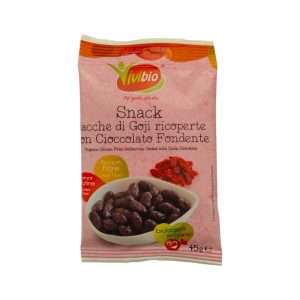 Vivibio Snack Bacche di Goji Ricoperte con Cioccolato Fondente Biologiche gr.45