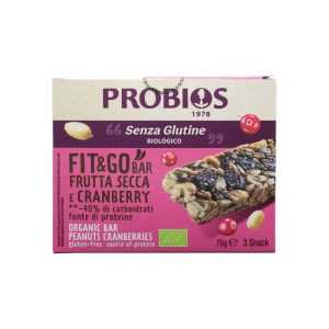 Probios Fit&Go Barretta Frutta Secca e Cranberry Biologica Senza Glutine 3x25gr.