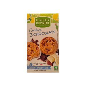 Le Moulin du Pivert Cookie ai 3 Cioccolati Biologico gr.175