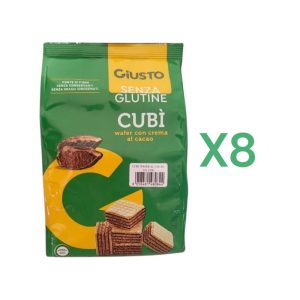 BOX 8x Giusto Cubì Wafer con Crema al Cacao Senza Glutine gr.250