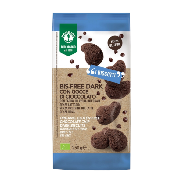 Probios Biscotti BisFree Dark con Gocce di Cioccolato Biologico gr.250