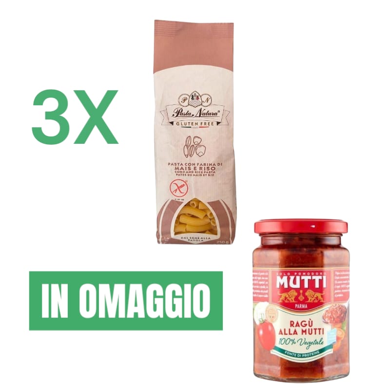 WhatsApp-Image-2025-07-21-at-16.51.37.jpeg 3X Pasta Natura Maccheroni con Farina di Mais e Riso Senza Glutine gr.250 + in OMAGGIO Mutti Ragù alla Mutti 100% Vegetale gr.280 - immagine 1