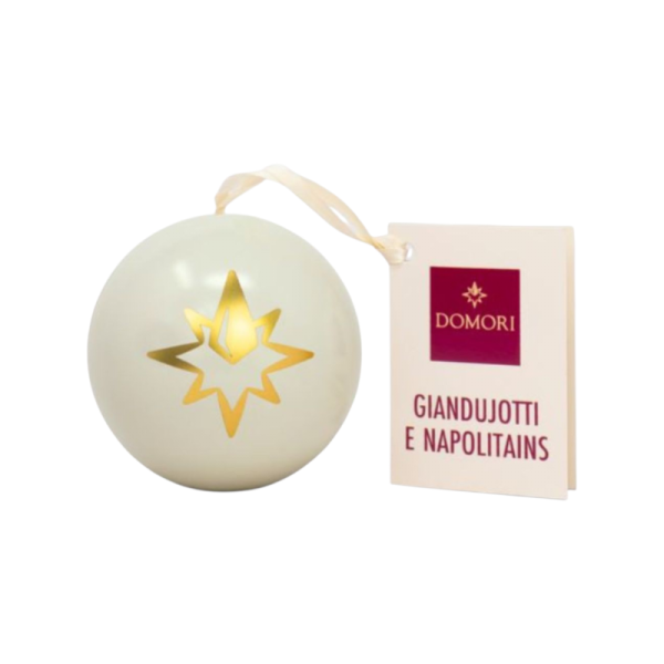 Domori Pallina di Natale Avorio con Gianduiotti e Napolitains gr.60