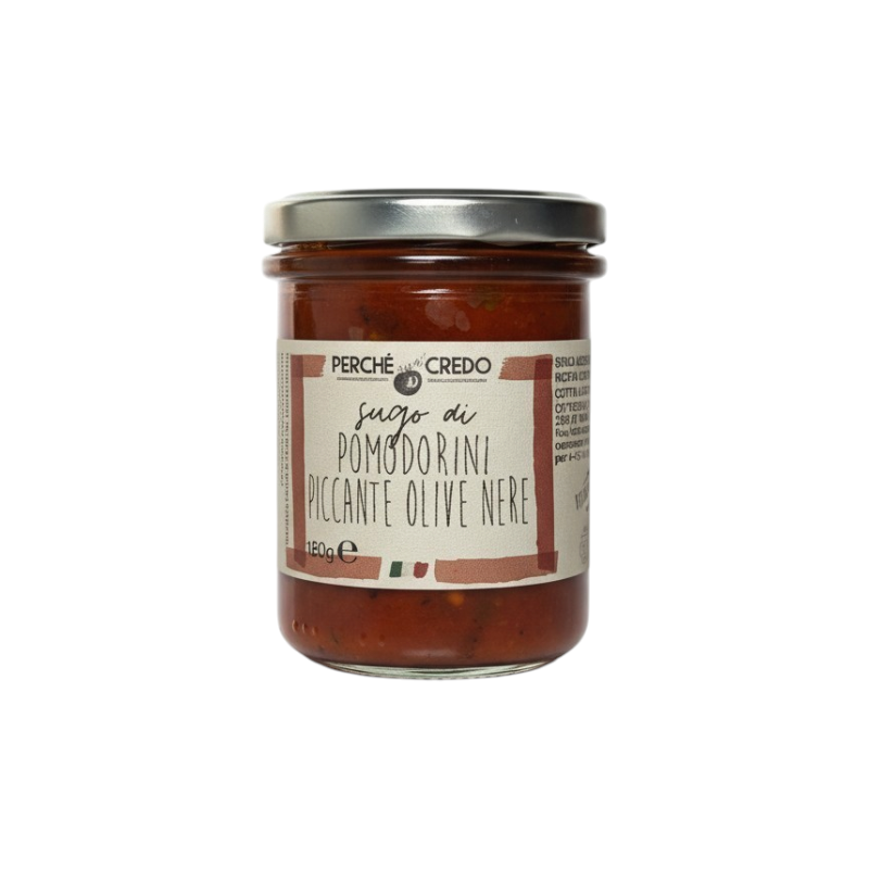 Perchè Ci Credo Sugo ai Pomodorini Piccante con Olive Nere gr.180 Perchè Ci Credo Sugo ai Pomodorini Piccante con Olive Nere gr.180 - immagine 1