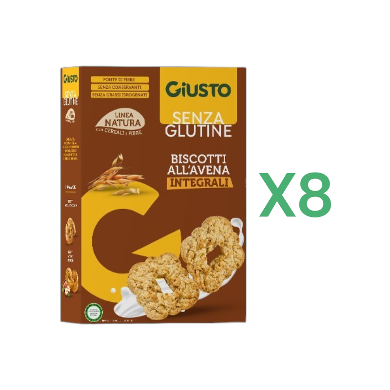 biscotti-avena-senza-glutine-natura-giusto (1) BOX 8x Giusto Biscotti all'Avena Integrali Senza Glutine gr.250 - immagine 1